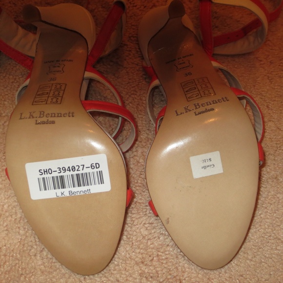 NIB LK BENNETT "Giselle" Coral & White Resort Sandals - Picture 5 of 5